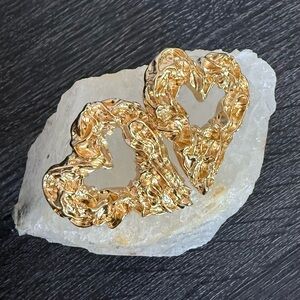 Gold Heart-Shaped Nugget Earrings